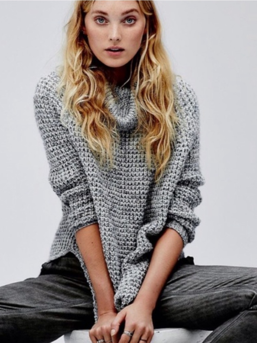 Free People Dylan Tweedy Pullover Knit Sweater, Small